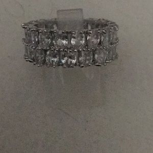 Sterling silver white sapphire eternity ring